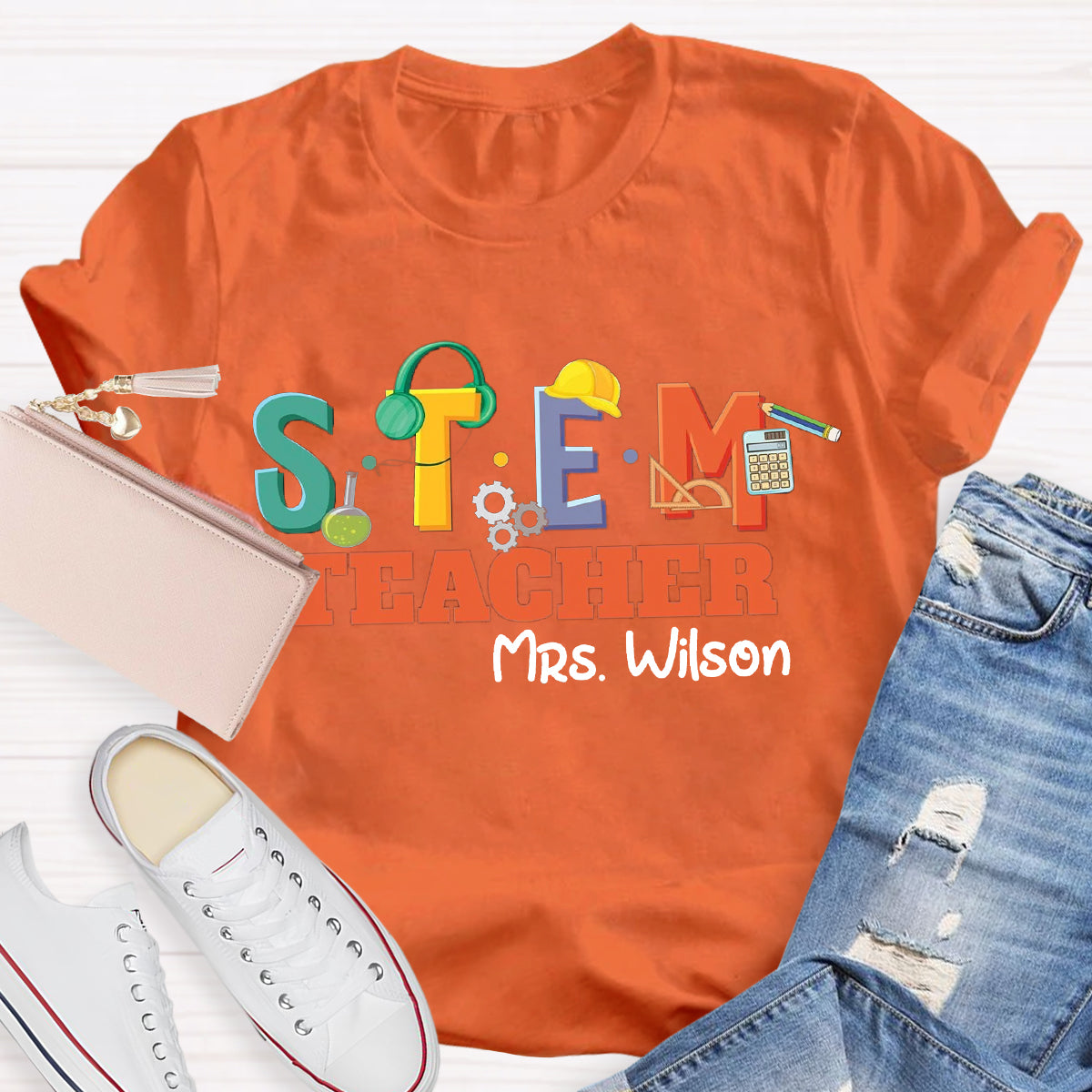 Personalized Name STEM Teacher Pencil T-Shirt