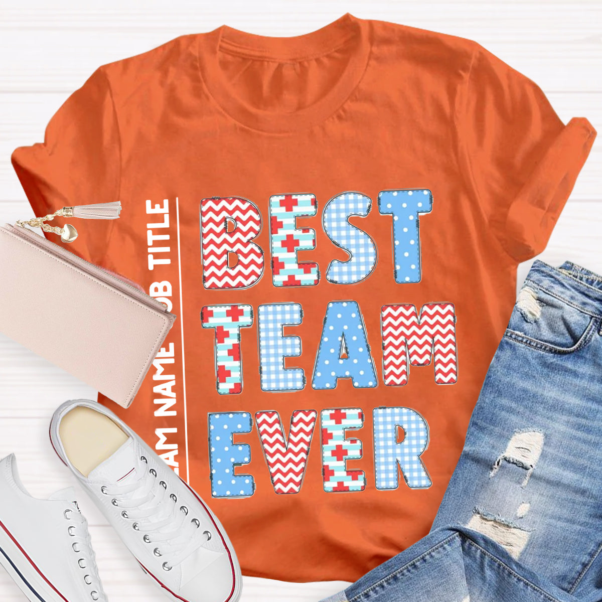 Personalized Team Name Plaid Design T-Shirt