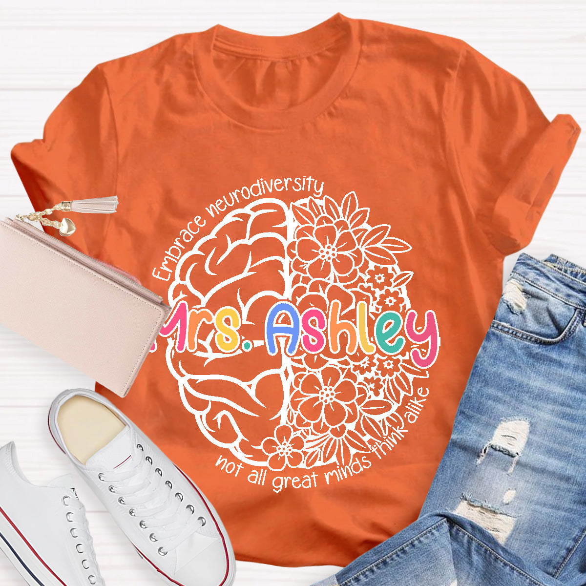 Personalized Name Not All Great Minds Think Alike Teacher T-Shirt