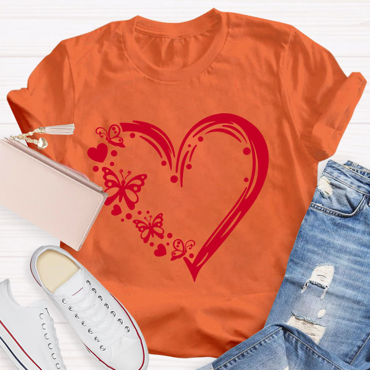 Valentine Heart with Butterfly T-Shirt