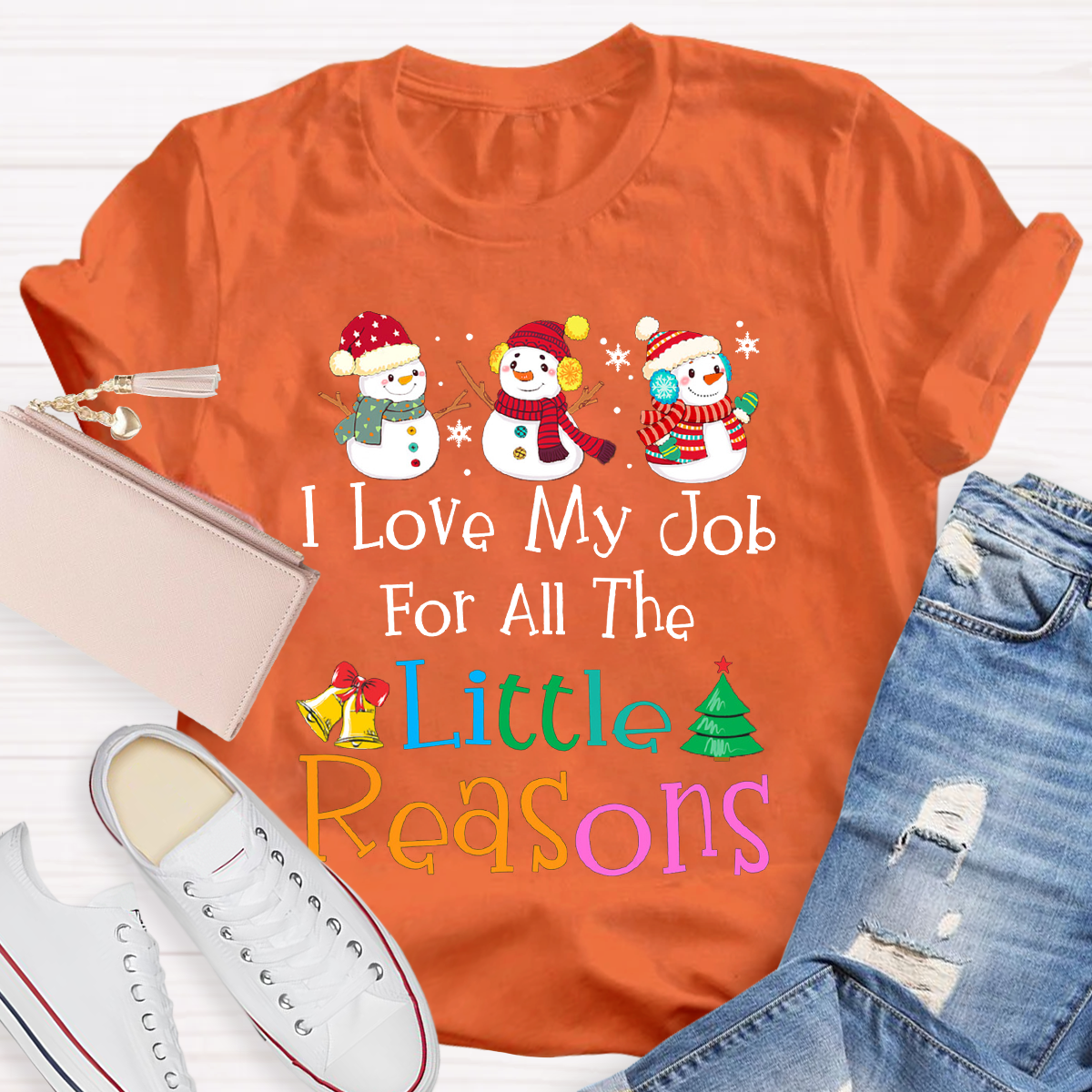 I Love My Job For Little Reasons Christmas Teacher T-Shirt