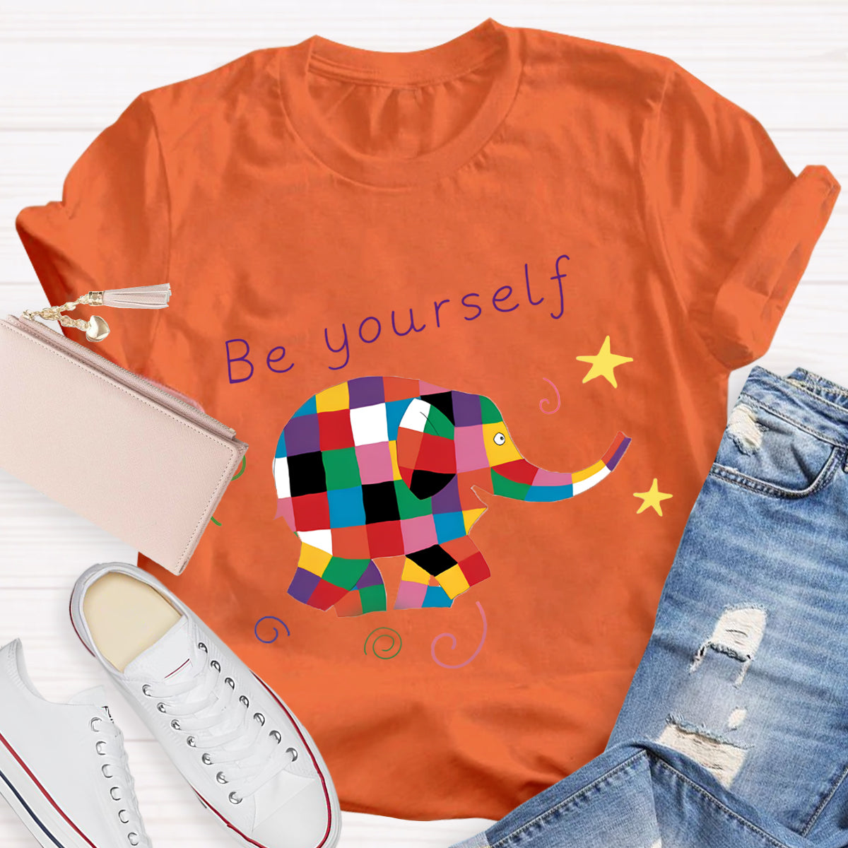 Be Yourself Rainbow Elephant T-Shirt