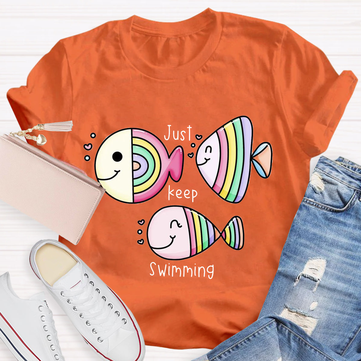 Just Keep Swimming Funny Fish T-Shirt