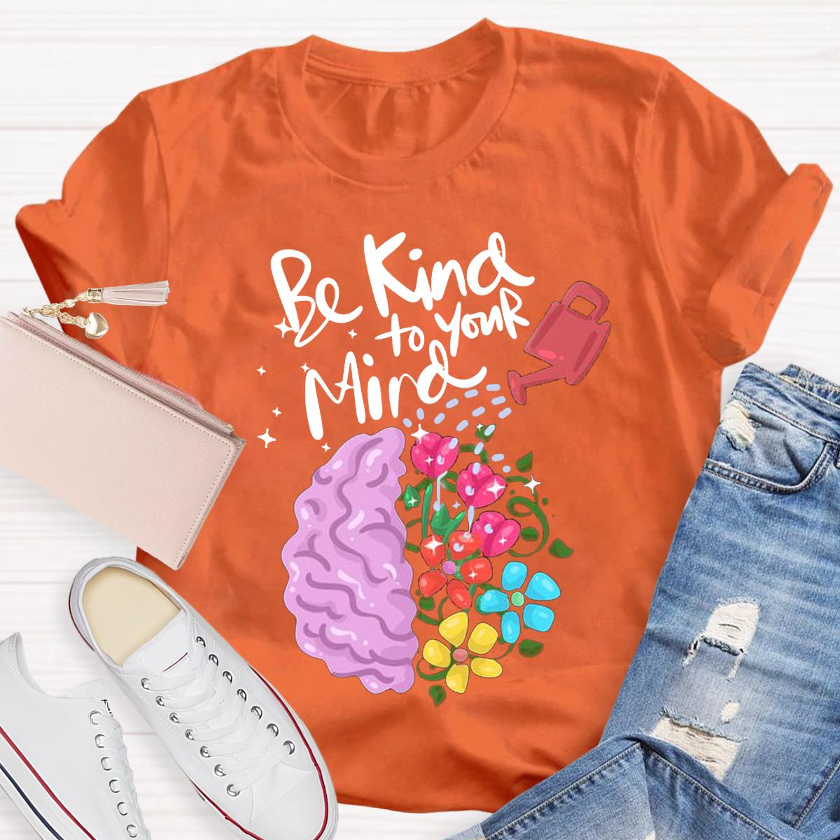 Be Kind To Your Mind Pink Brain T-Shirt