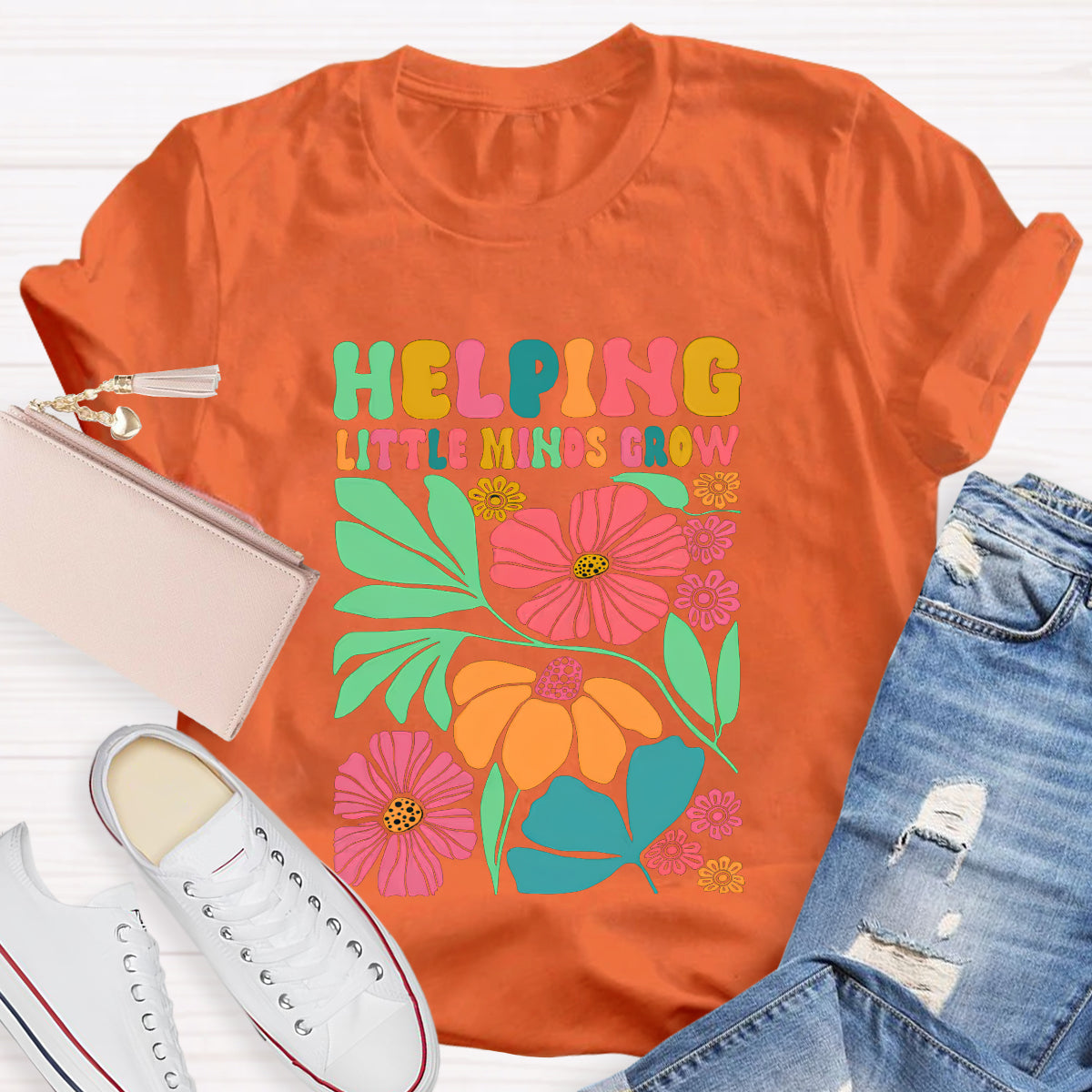 Floral Helping Little Minds Grow T-Shirt