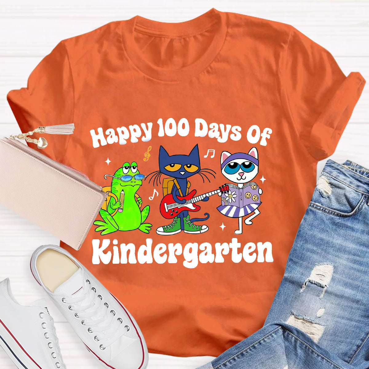 Personalized Grade Happy 100 Days Of Kindergarten Teacher T-Shirt