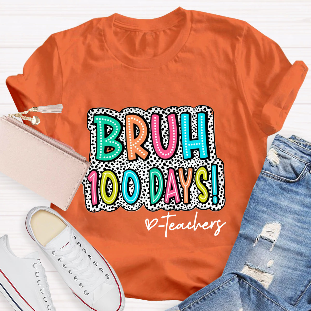 Personalized Text Bruh 100 Days Teachers T-Shirt