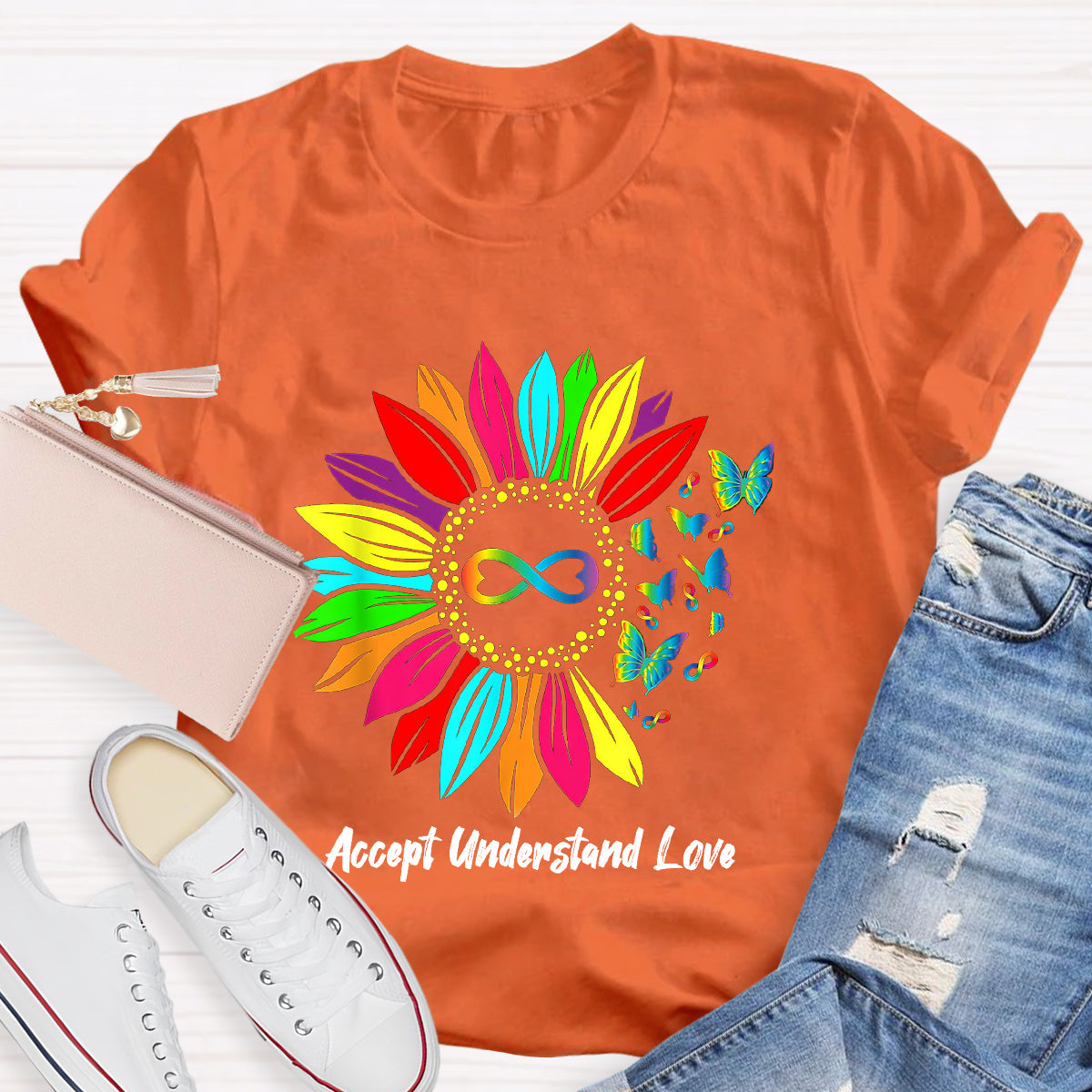 Accept Understand Love Colorful Sunflower T-Shirt