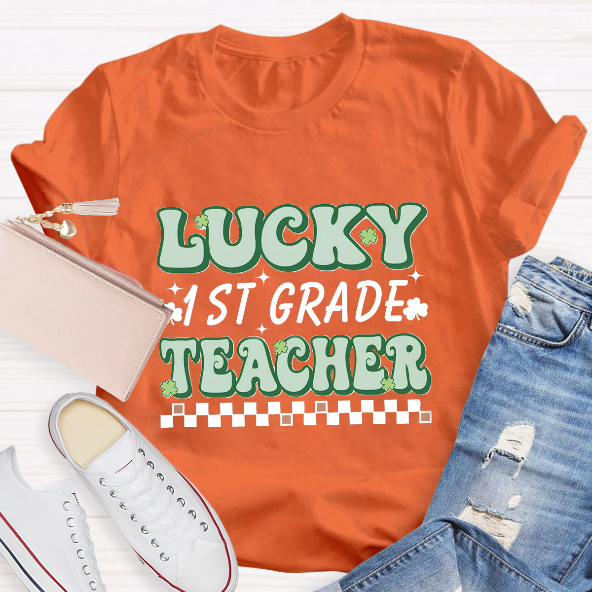 Personalized Grade Lucky Teacher T-Shirt