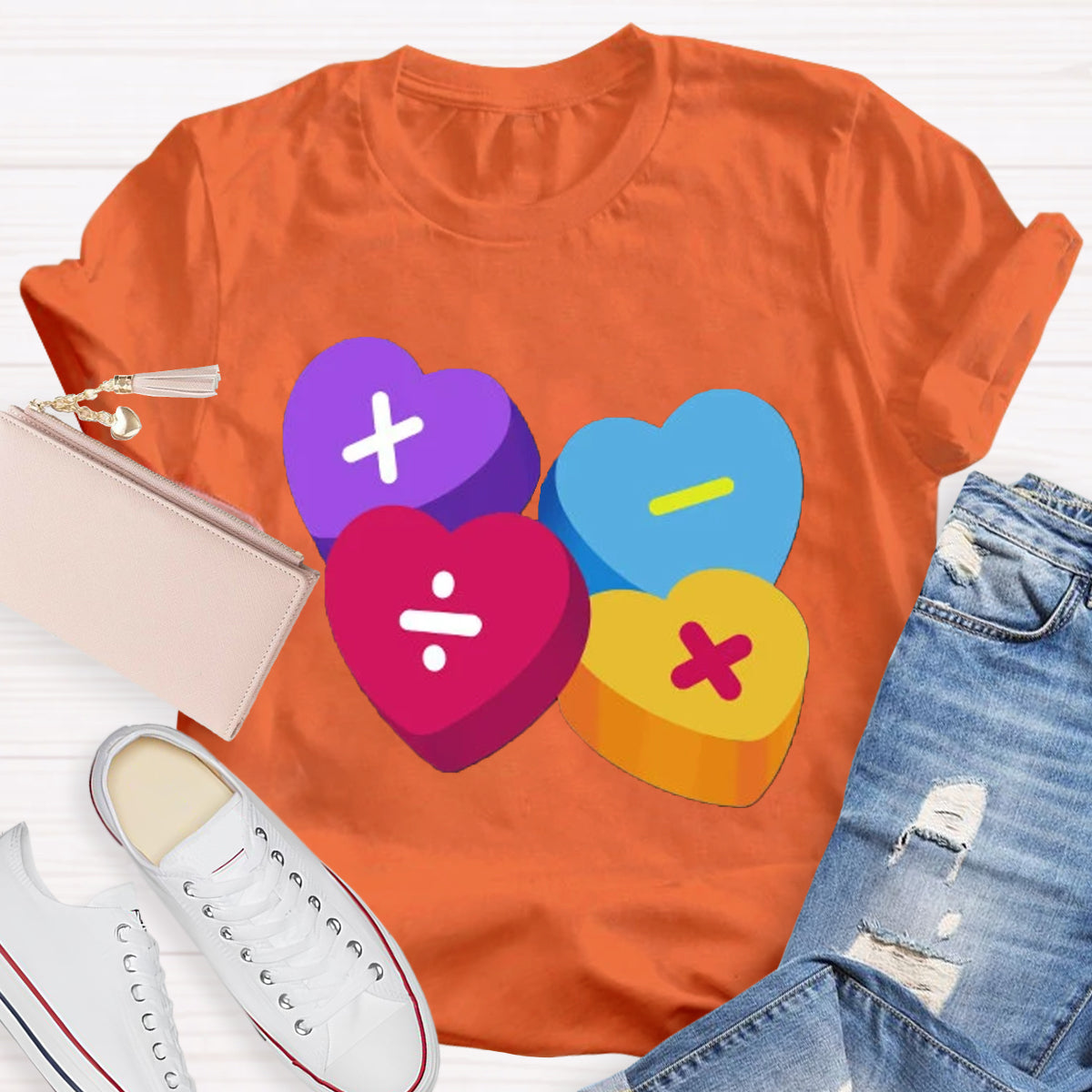 Heart Of Math Teacher T-Shirt