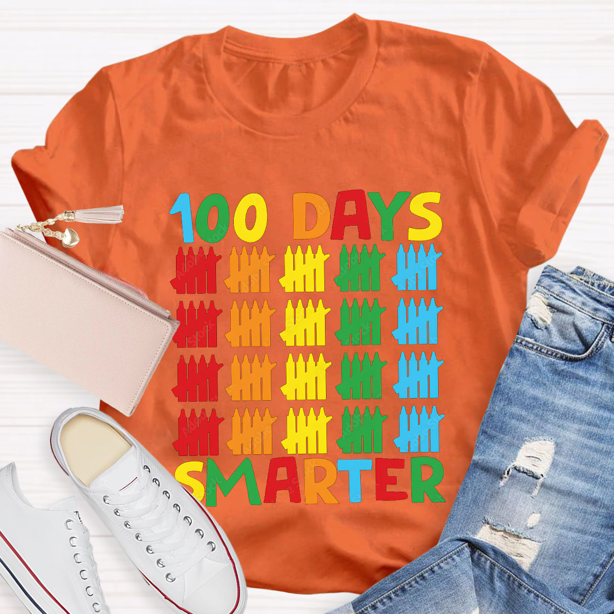 100 Days Smarter Colorful Pencil T-Shirt