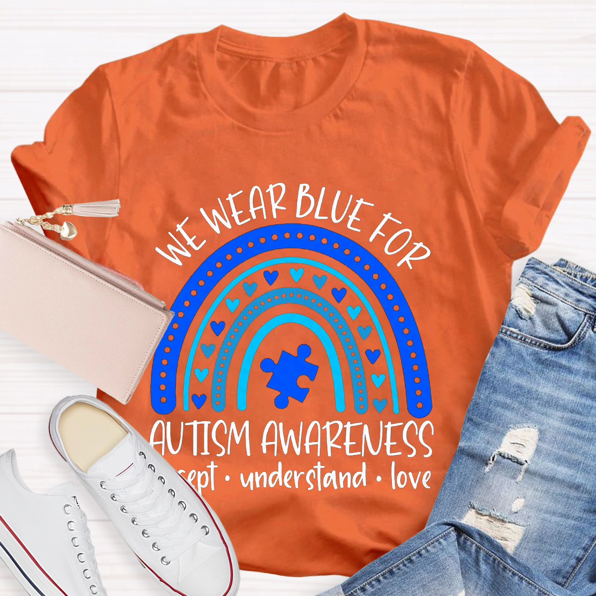 We Wear Blue for Autism Awareness Teacher T-Shirt