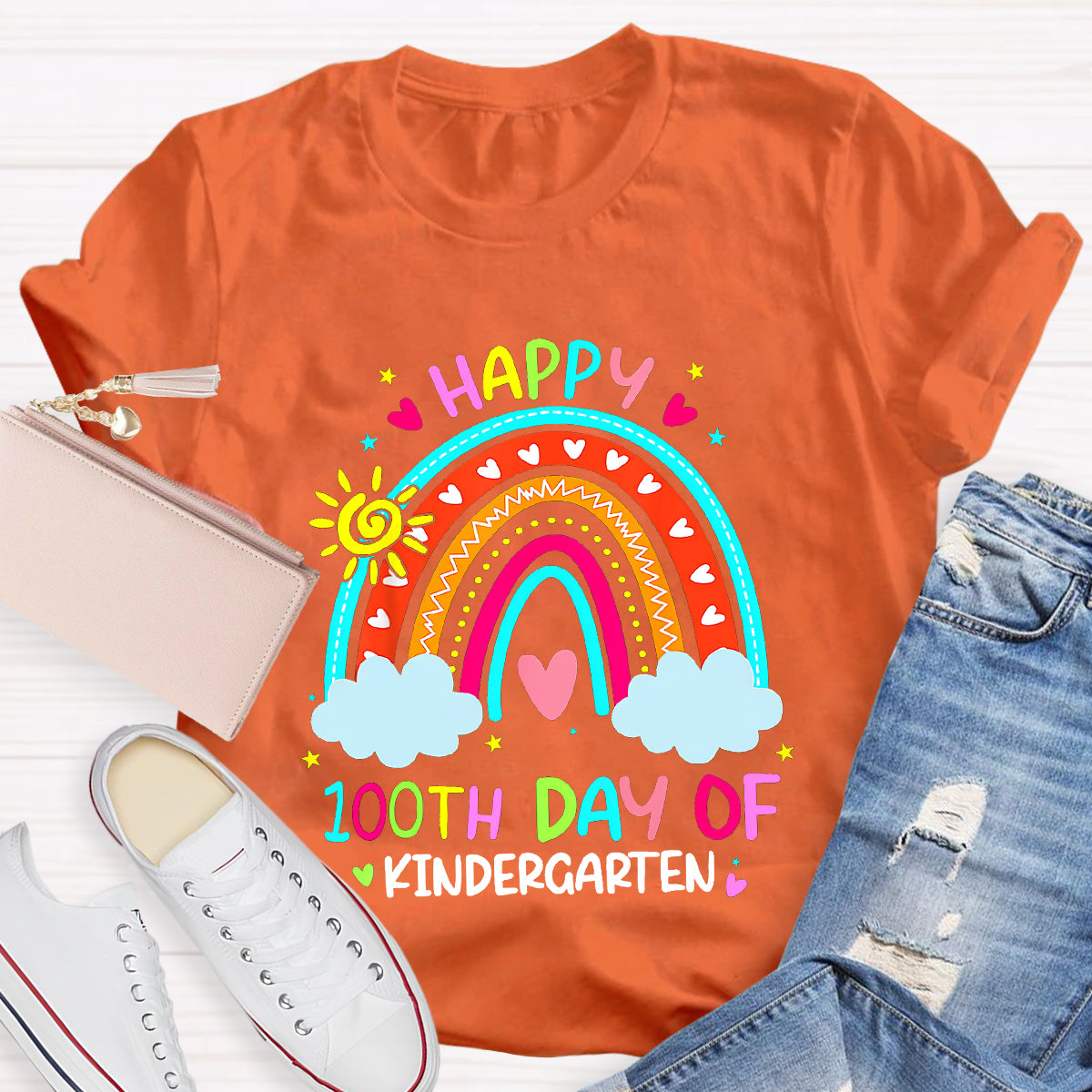 Personalized Grade Happy 100th Day Of Kindergarten Teacher T-Shirt