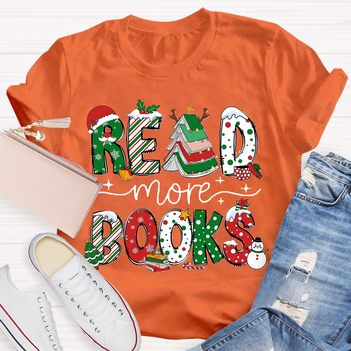 Read More Books Christmas Teacher T-Shirt