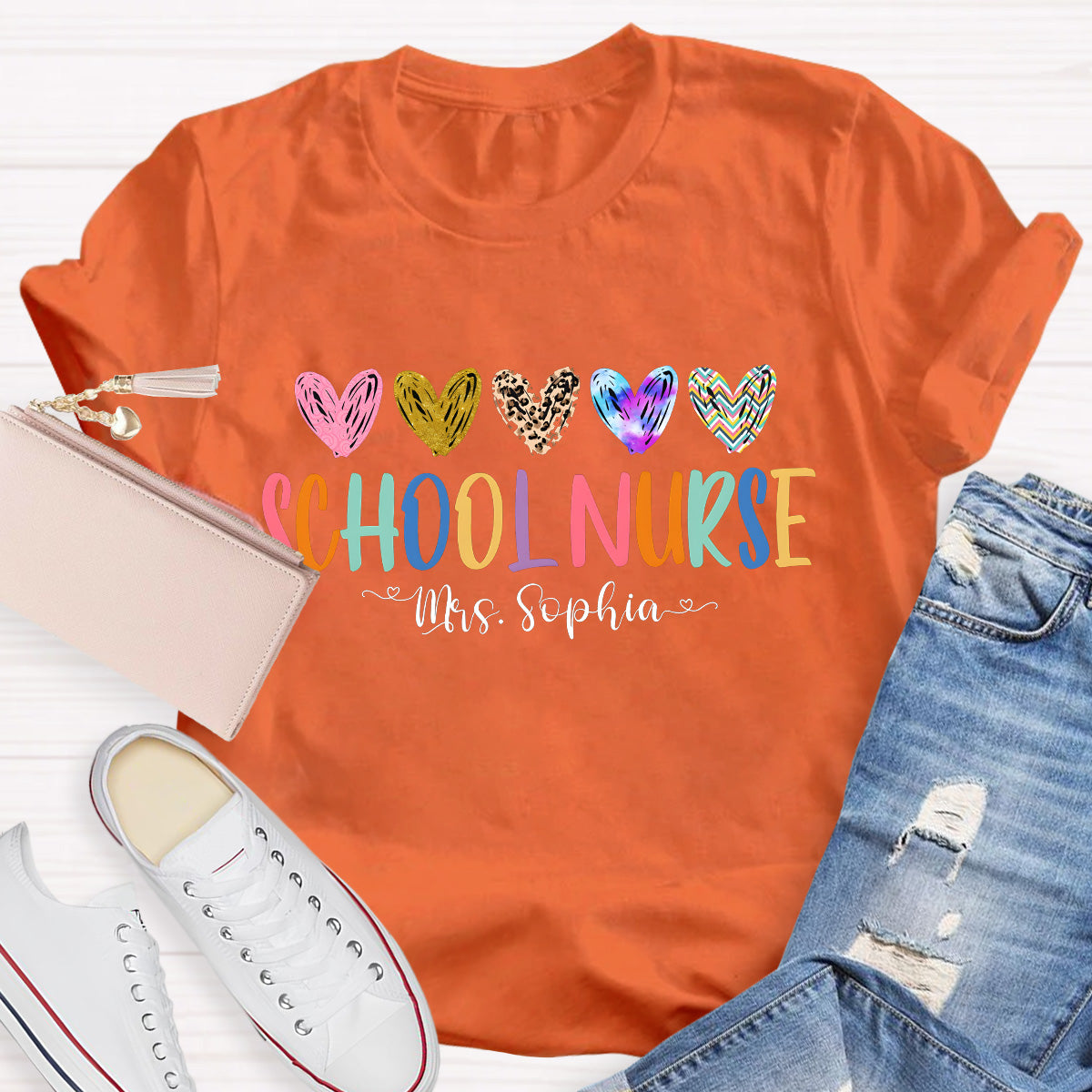 Personalized Name School Nurse  Teacher T-Shirt