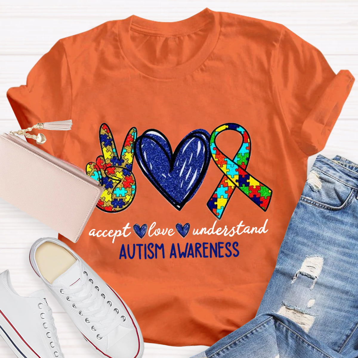 Teach Accept Understand Love Autism Awareness Teacher T-Shirt