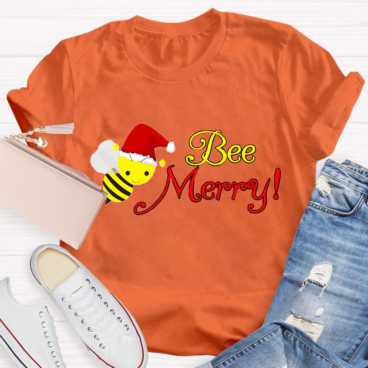 Christams Bee Happy Teacher T-Shirt