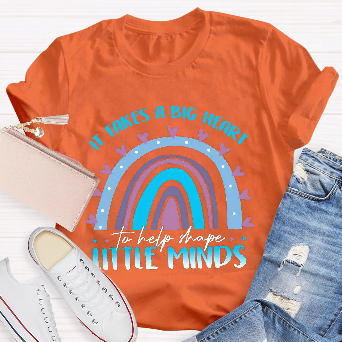 It Takes A Big Heart To Help Little Minds Rainbow T-Shirt