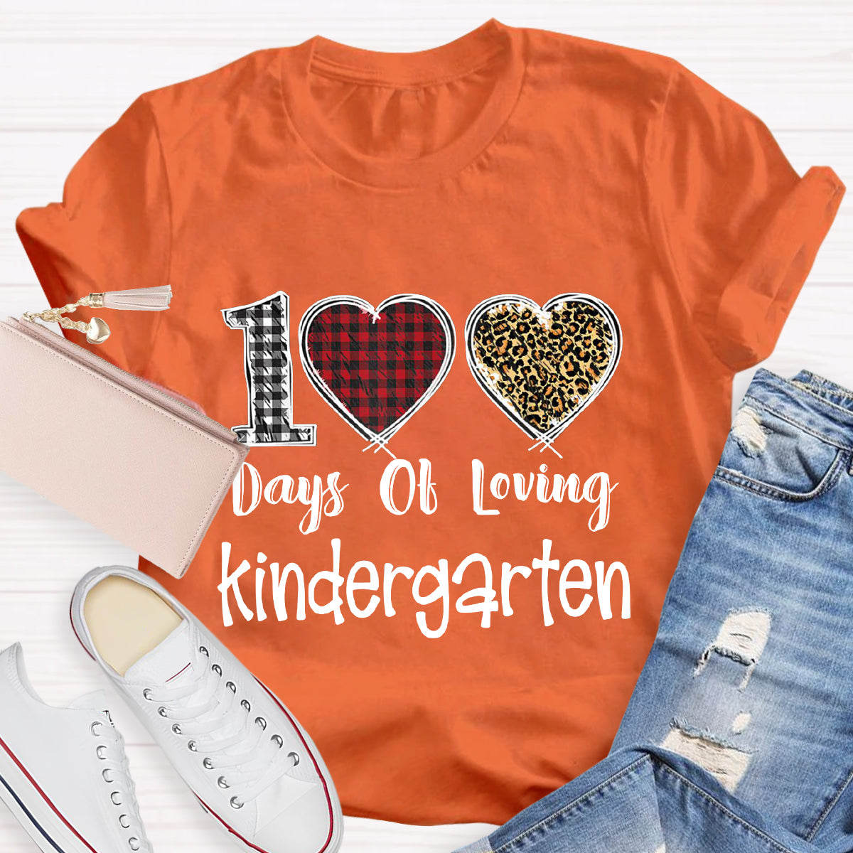 Personalized Grade 100 Days Of Loving Kindergarten Teacher T-Shirt