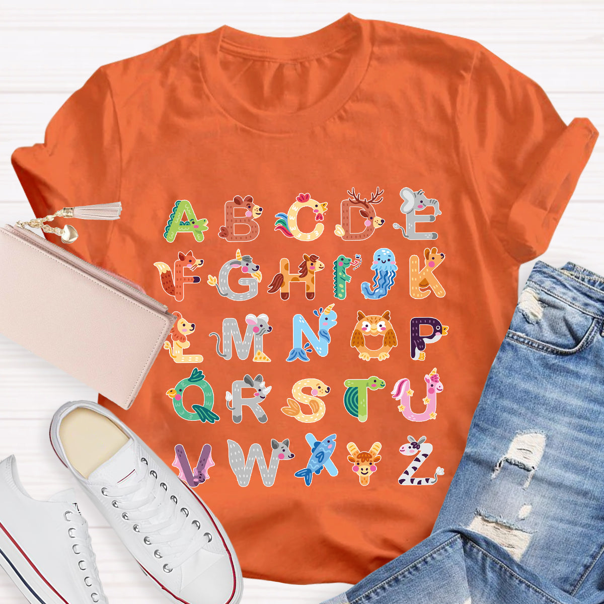 Animal Alphabet Clipart Teacher Shirt