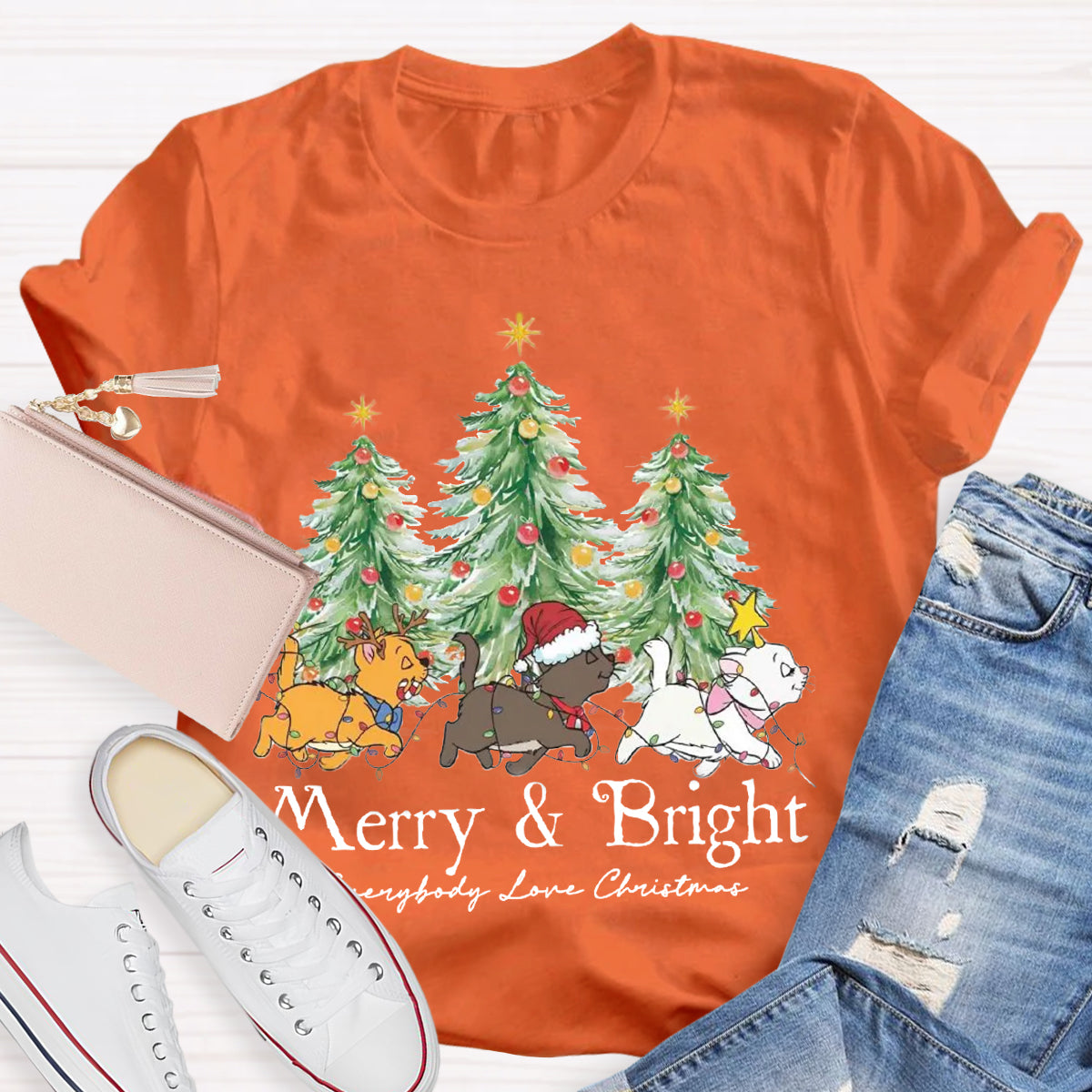 Merry & Bright Everybody Love Christmas Teacher T-Shirt