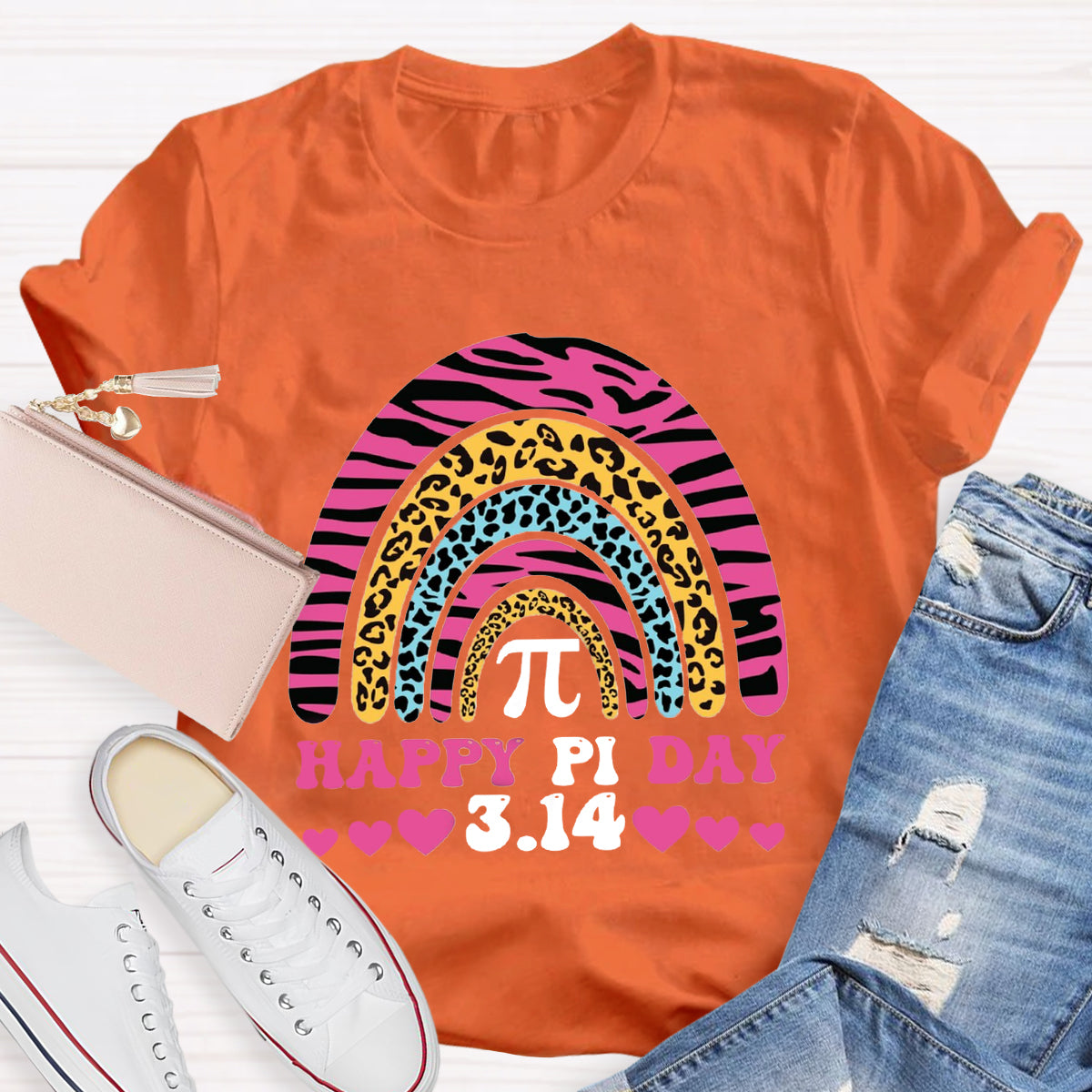 Happy Pi Day Pink Rainbow Teacher T-Shirt