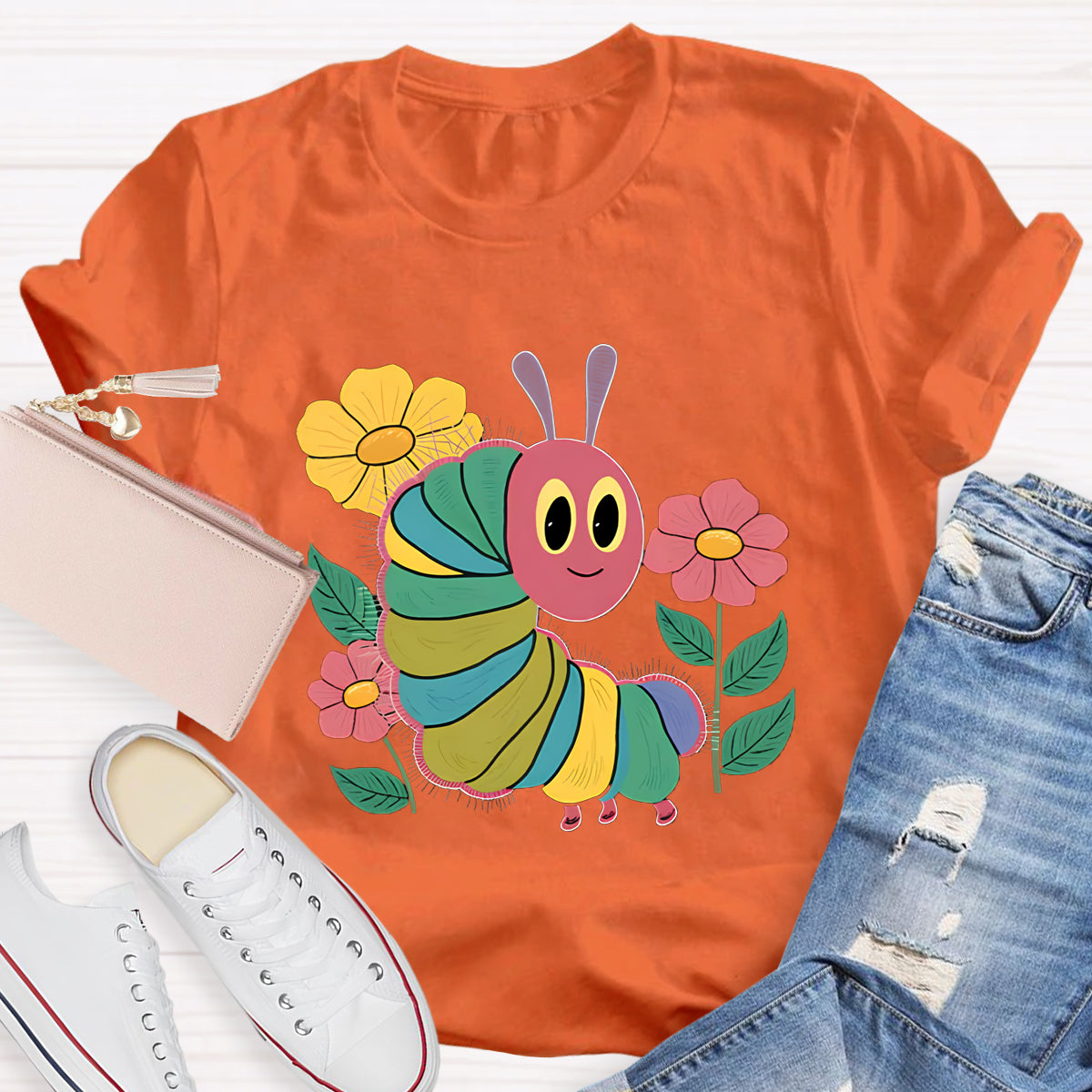 Flowers And Hungry Caterpillar Teacher T-Shirt