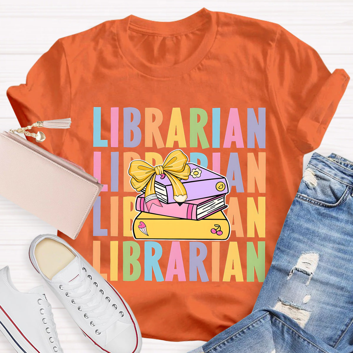 School Librarian With Books T-Shirt
