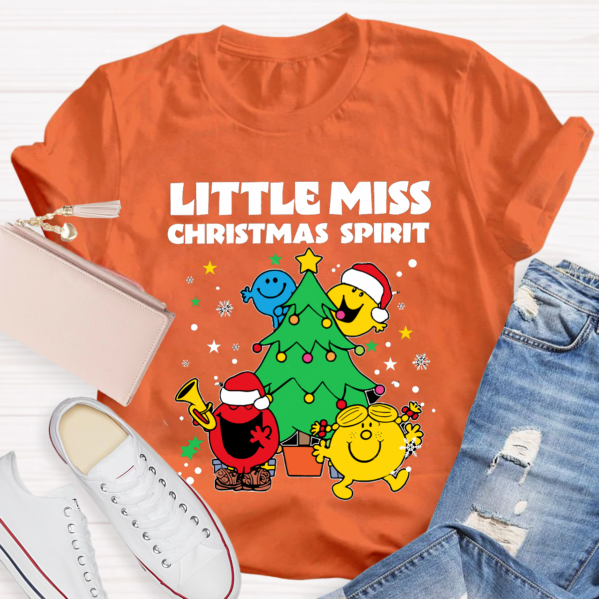 Little Miss Christmas Spirit Teacher T-Shirt