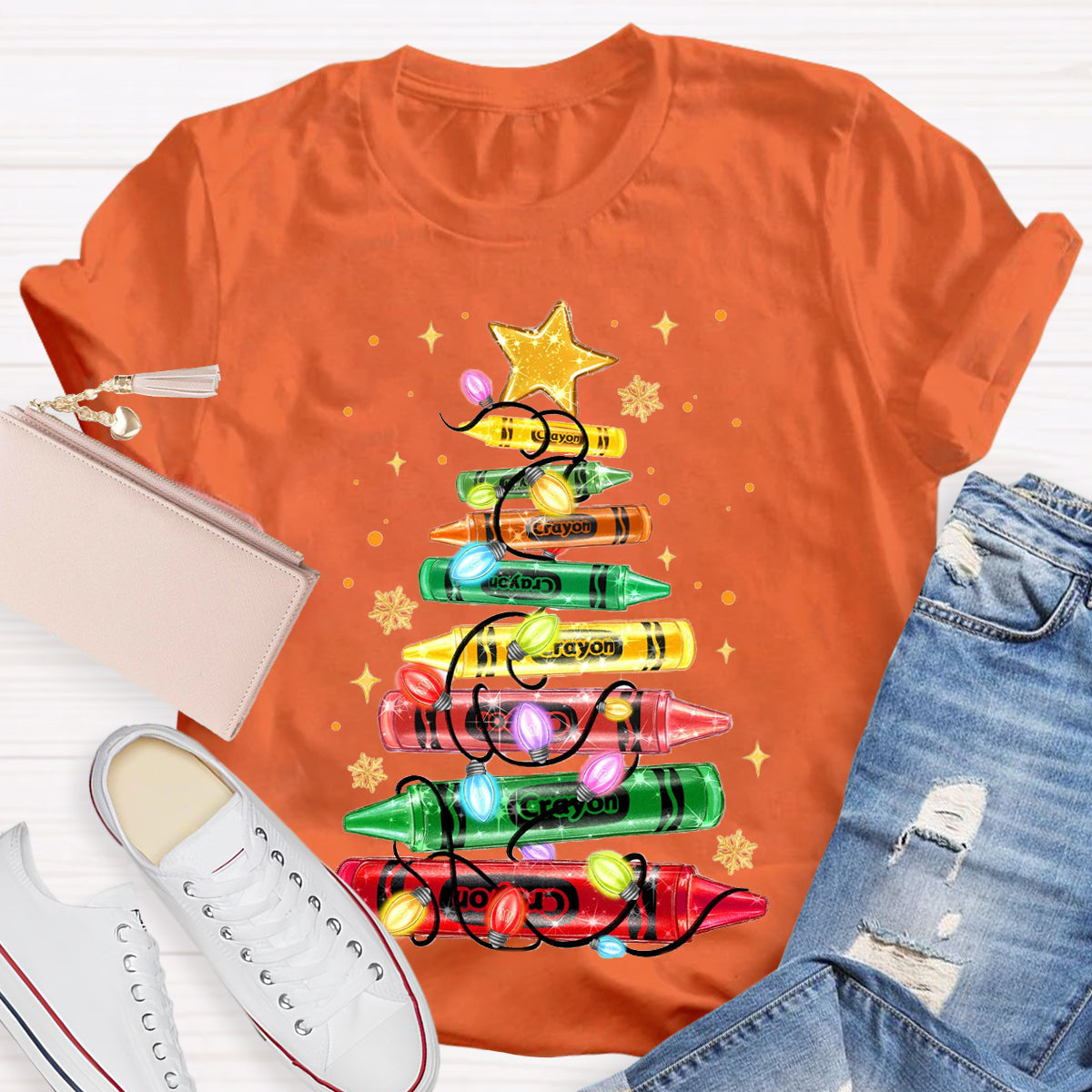 Christmas Crayon Tree  T-Shirt