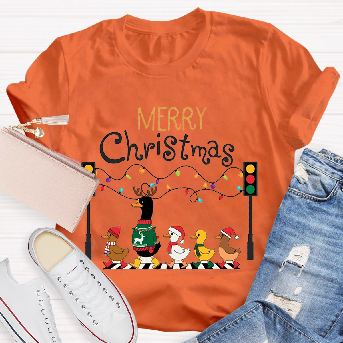 Merry Christmas Funny Duck Teacher T-Shirt