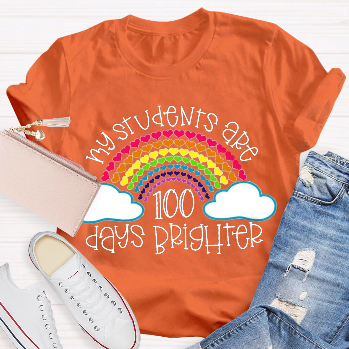 My Students Are 100 Days Brighter Rainbow Teacher T-Shirt