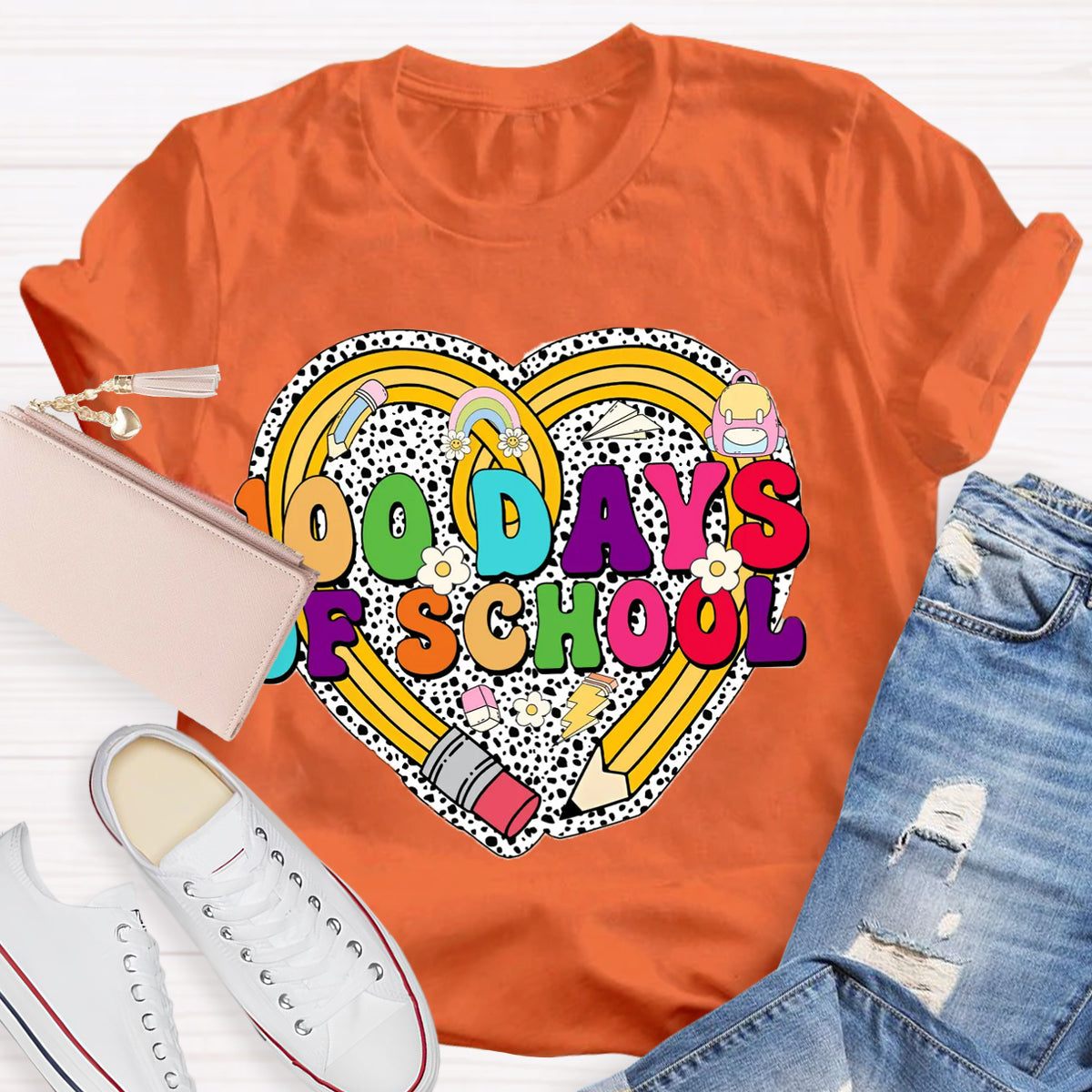 Happy 100 Days Of School Heart T-Shirt