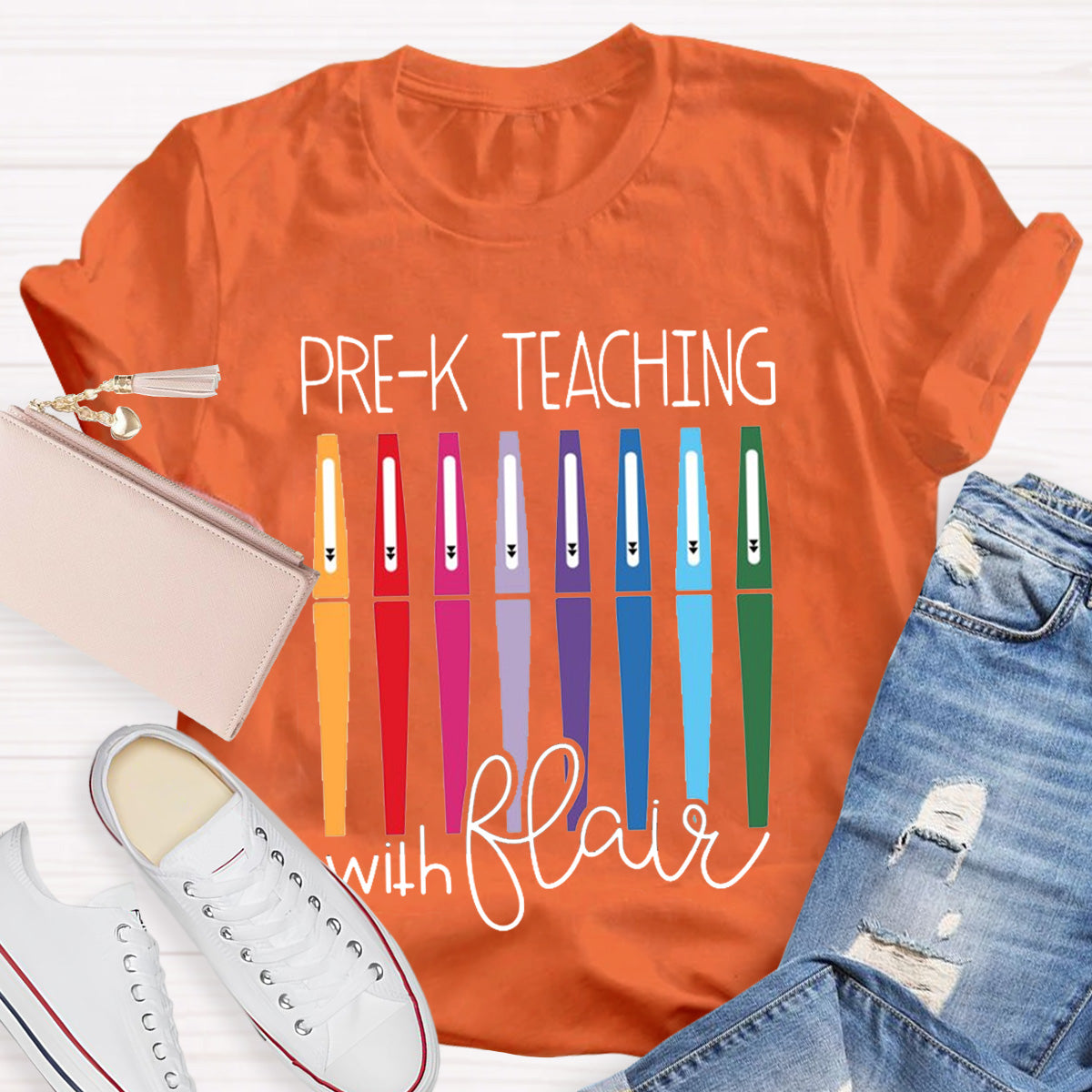 Personalize Grade Pre-k Teaching With Flair Teacher T-Shirt