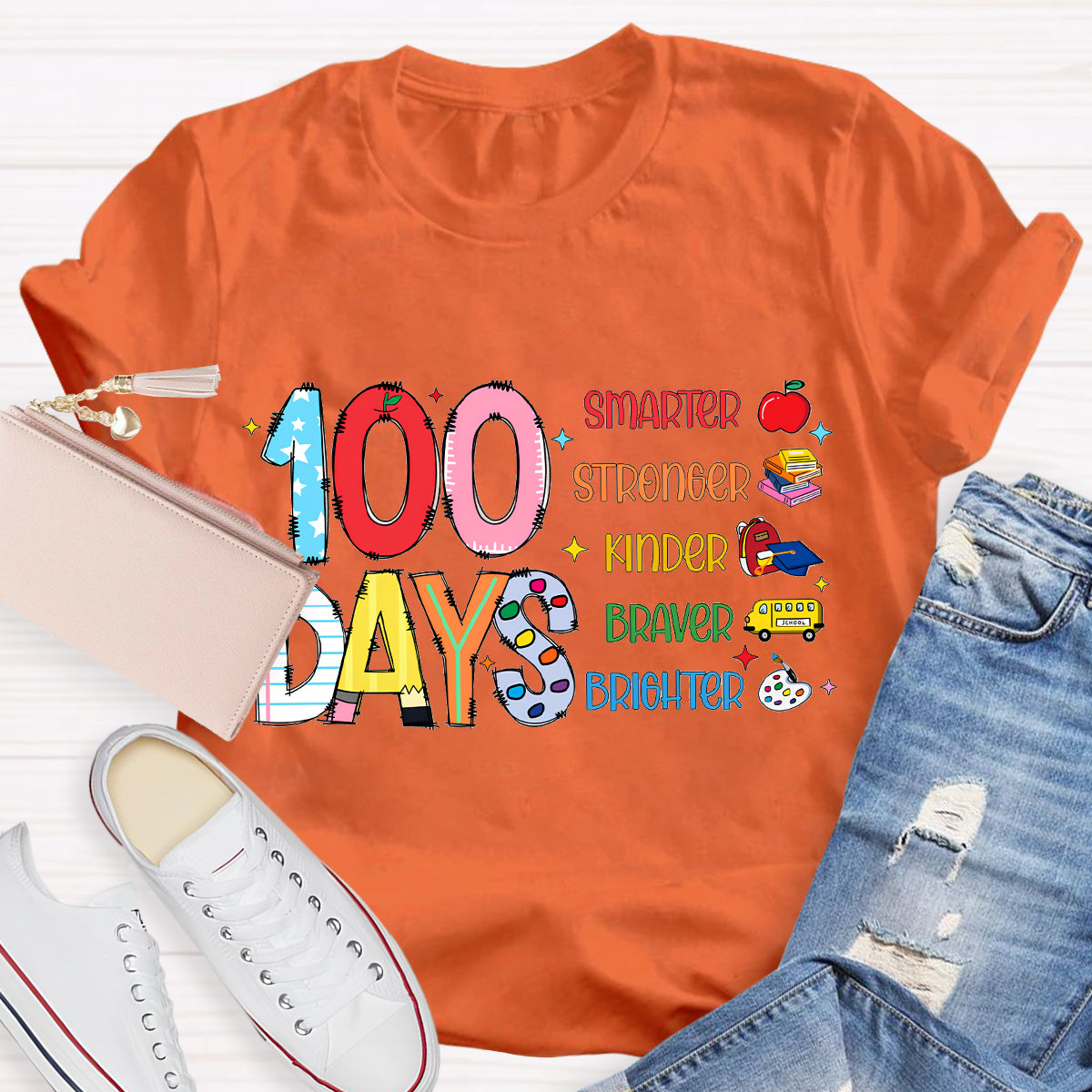 100 Days Smarter Brighter Teacher T-Shirt