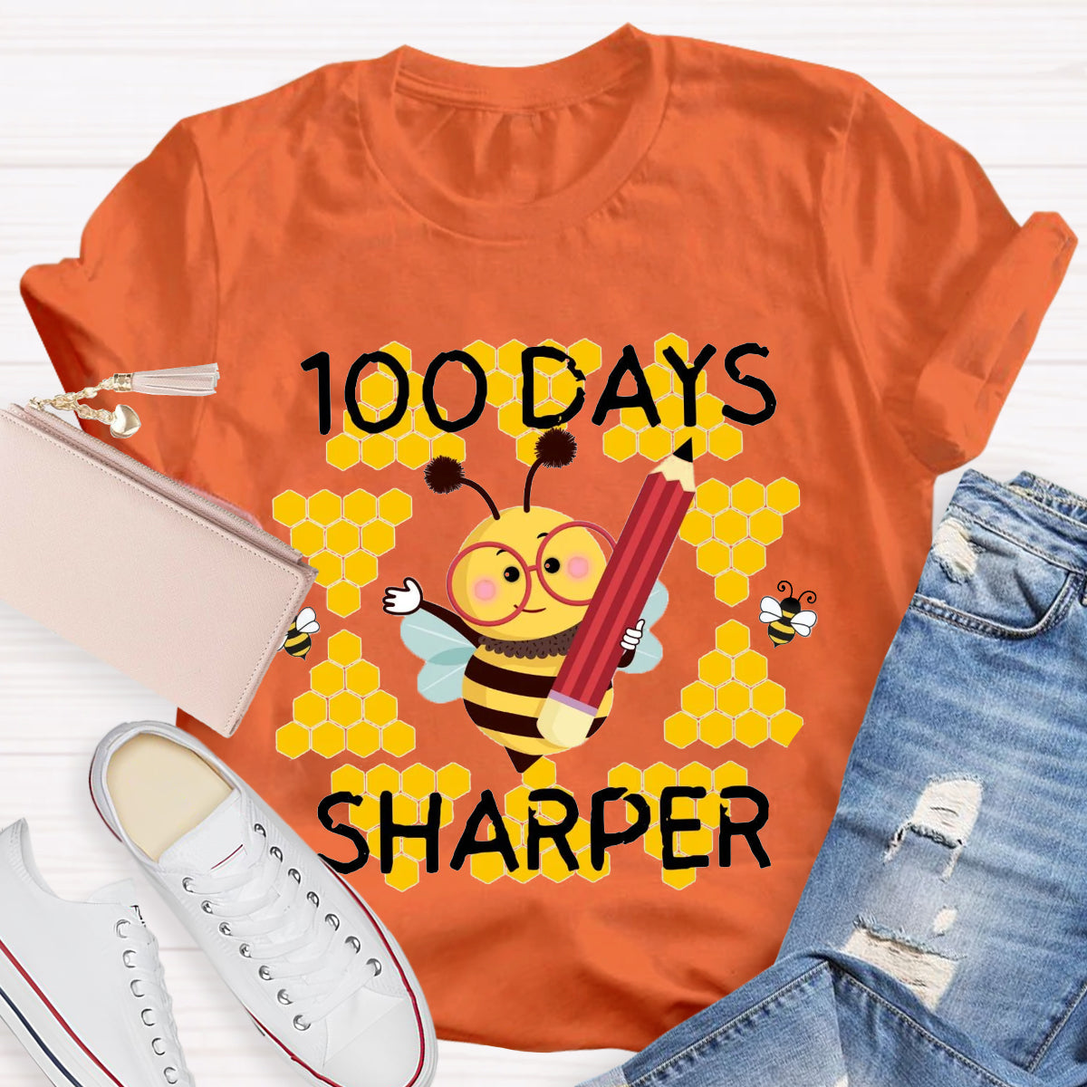 100 Days Sharper Funny Bee  T-Shirt