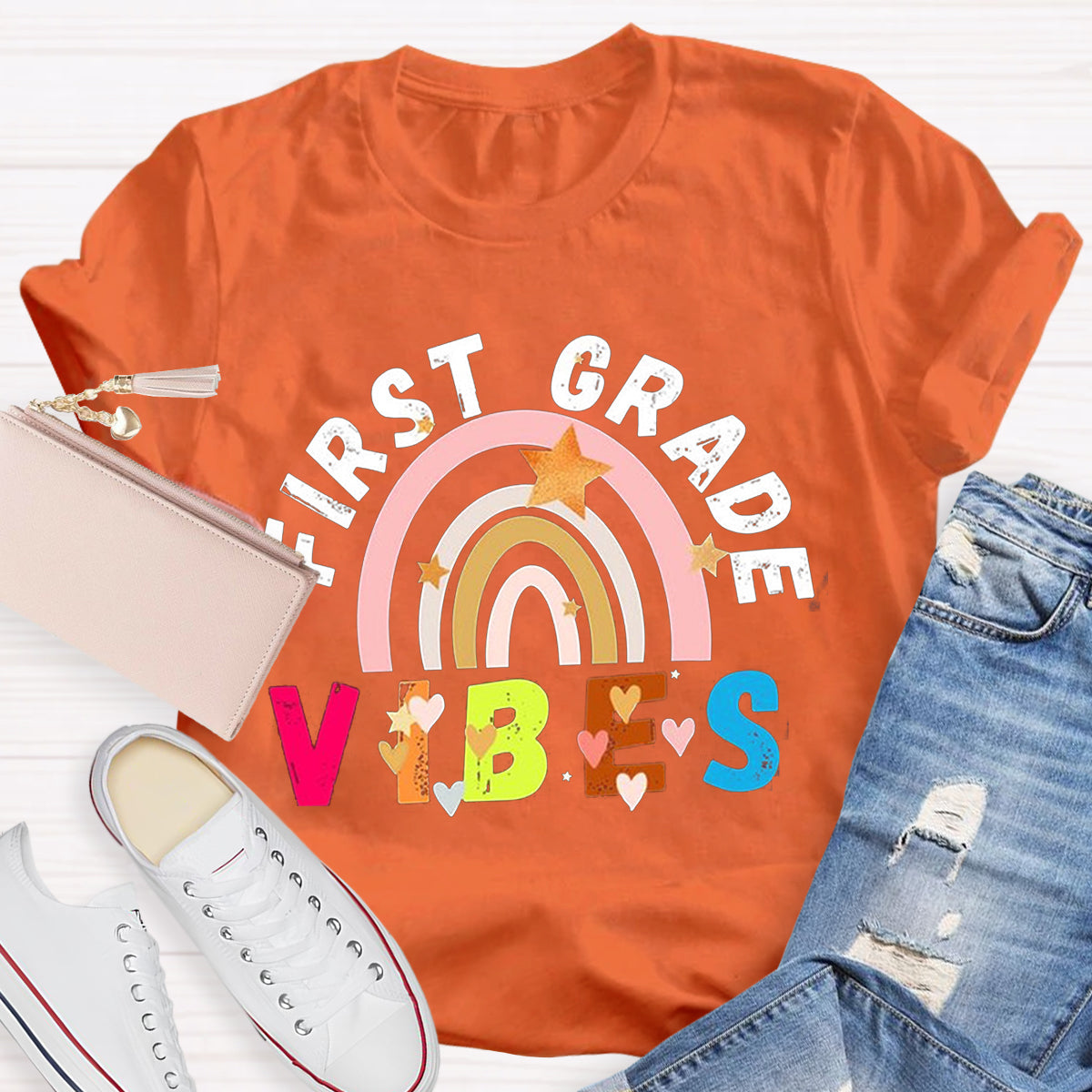 Personalized First Grade Vibes Teacher Shirt