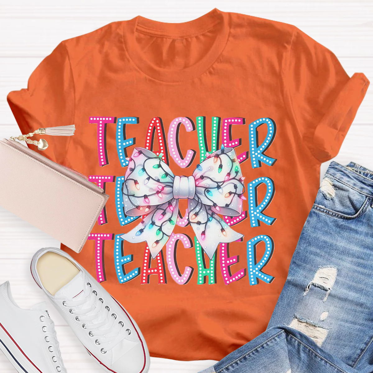 Christams Teacher Bow T-Shirt