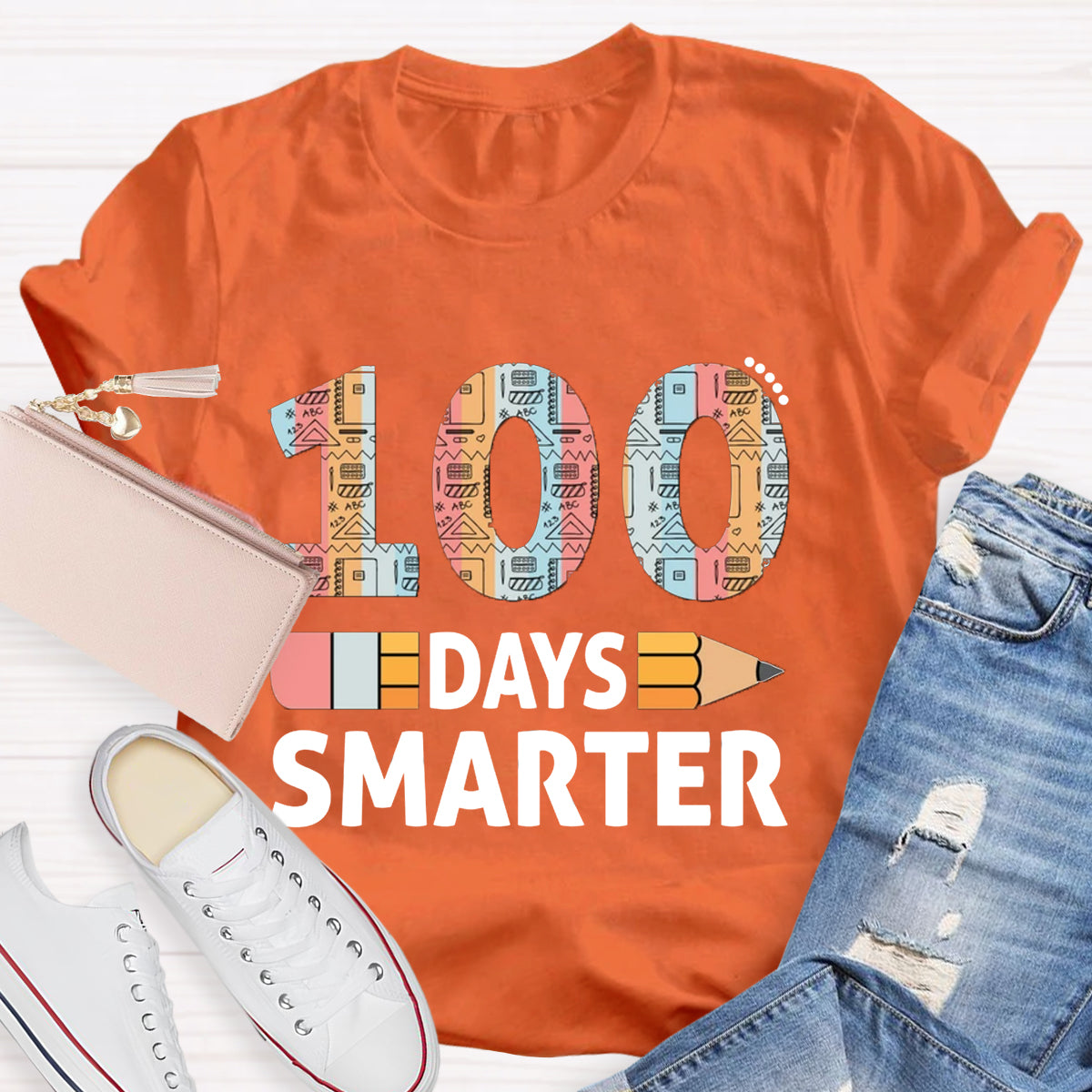 100 Days Smarter Pencil Teacher T-Shirt