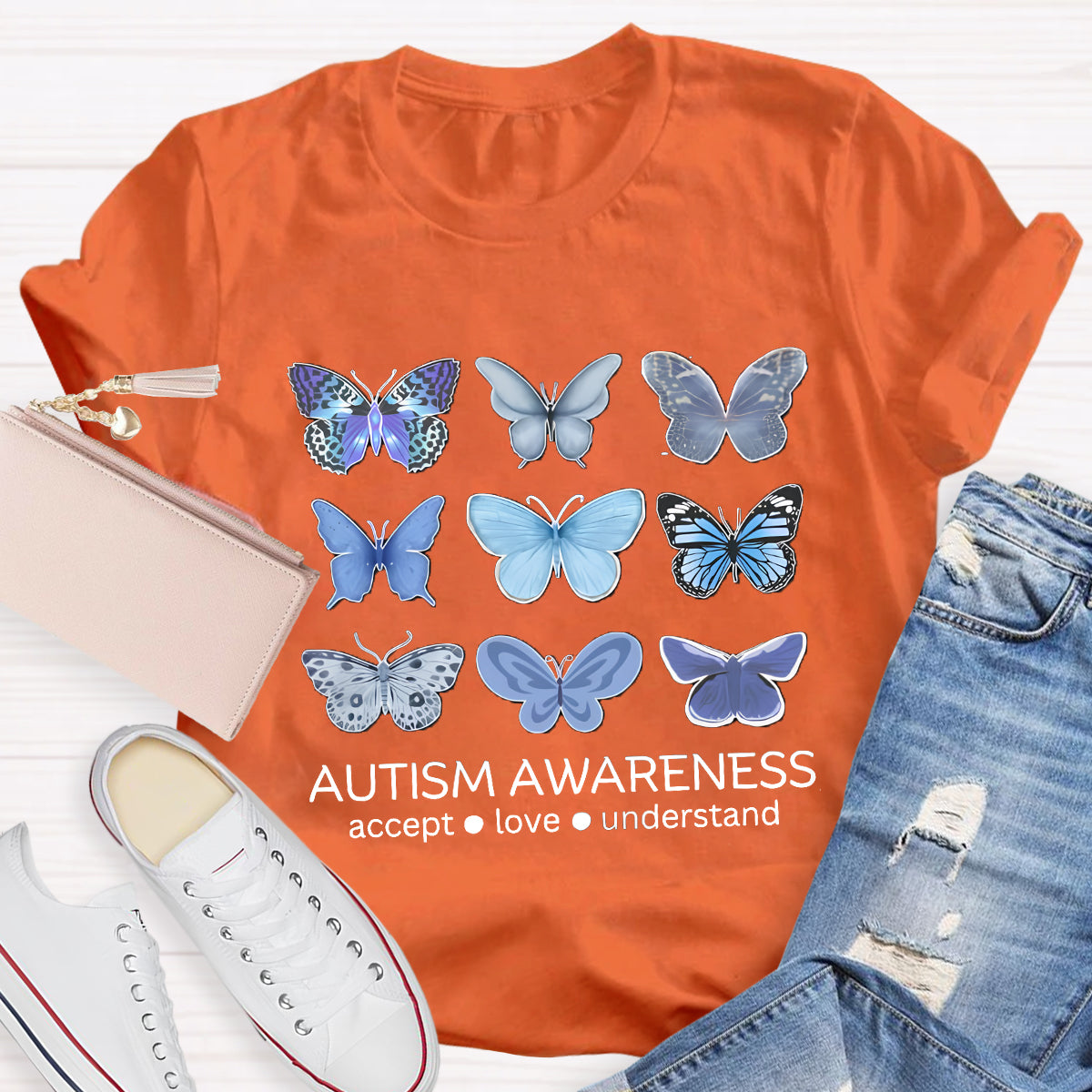 Autism Awareness Butterfly Teacher T-Shirt