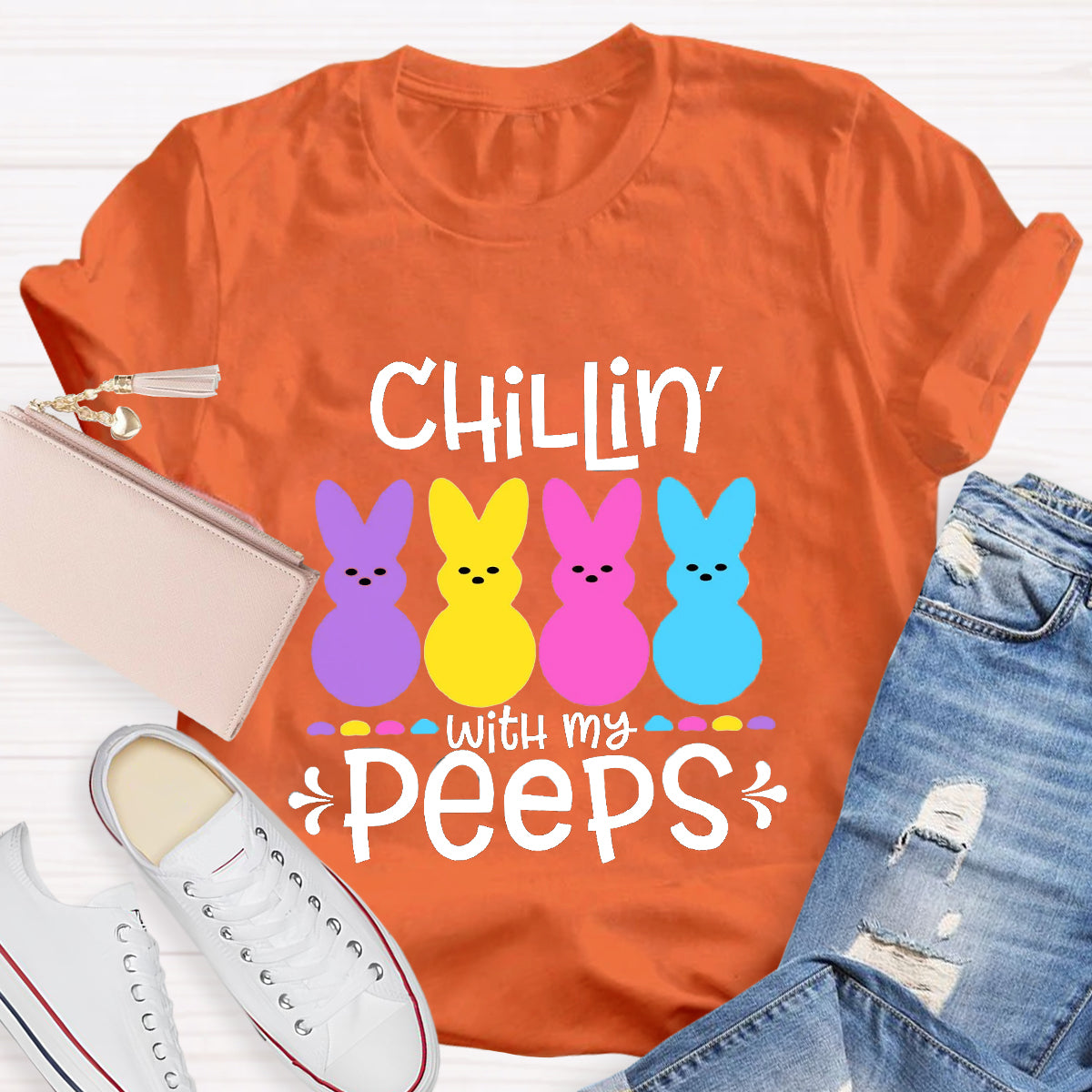 Chilling With My Peeps Easter Bunny T-Shirt