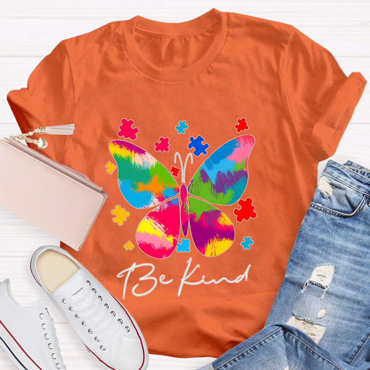 Be Kind Butterfly Teacher T-Shirt