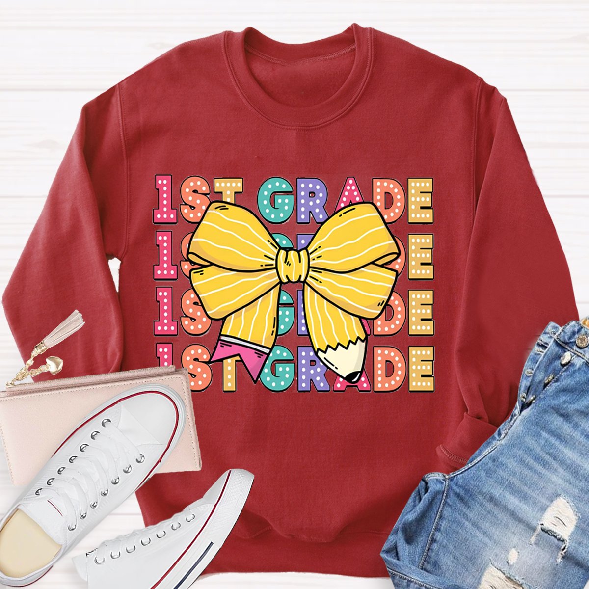 Personalized Grade Bow Design Sweatshirt