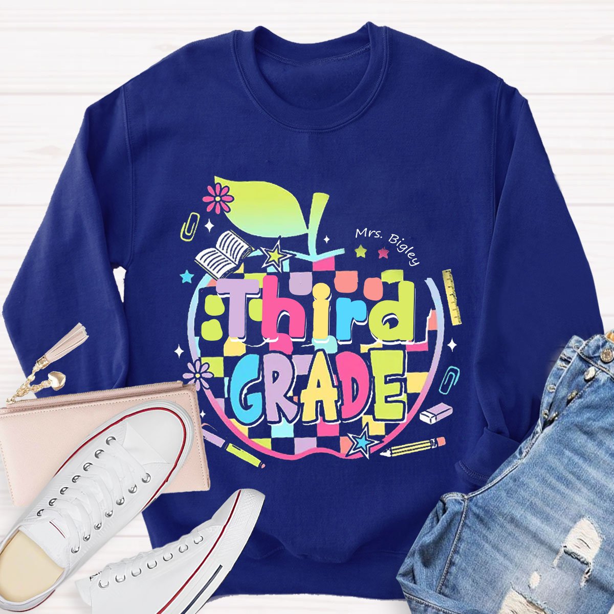 Personalized Grade And Name Apple Sweatshirt