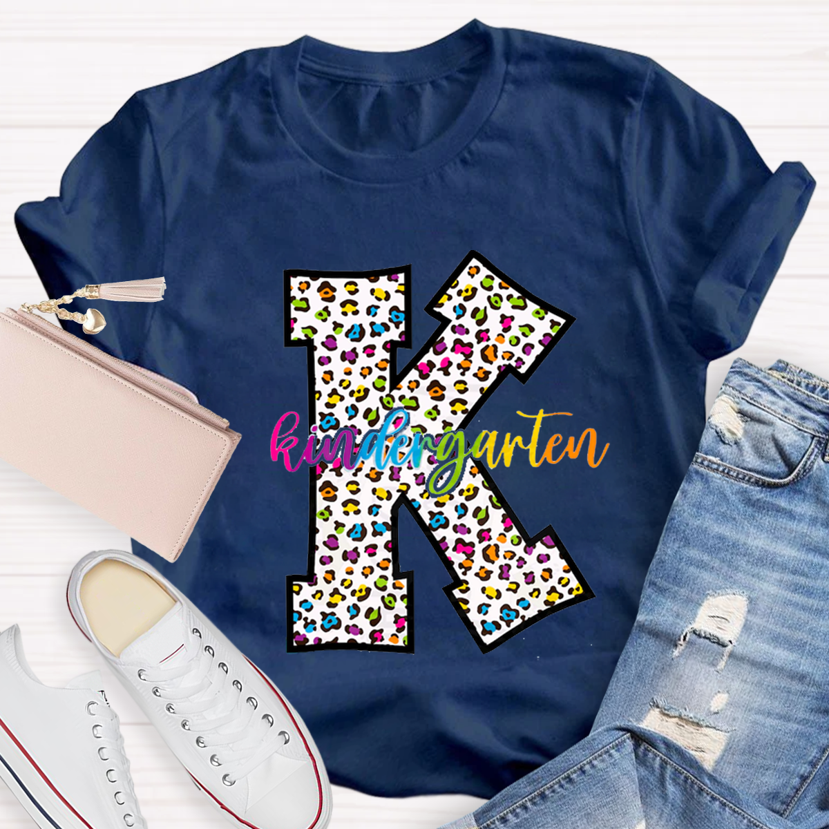 Personalized Grade Leopard Design Teacher T-Shirt