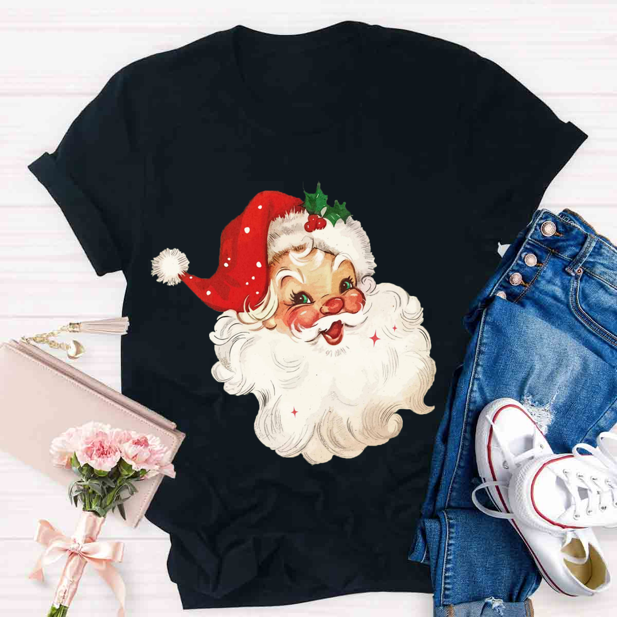 Red Vintage Santa T-Shirt