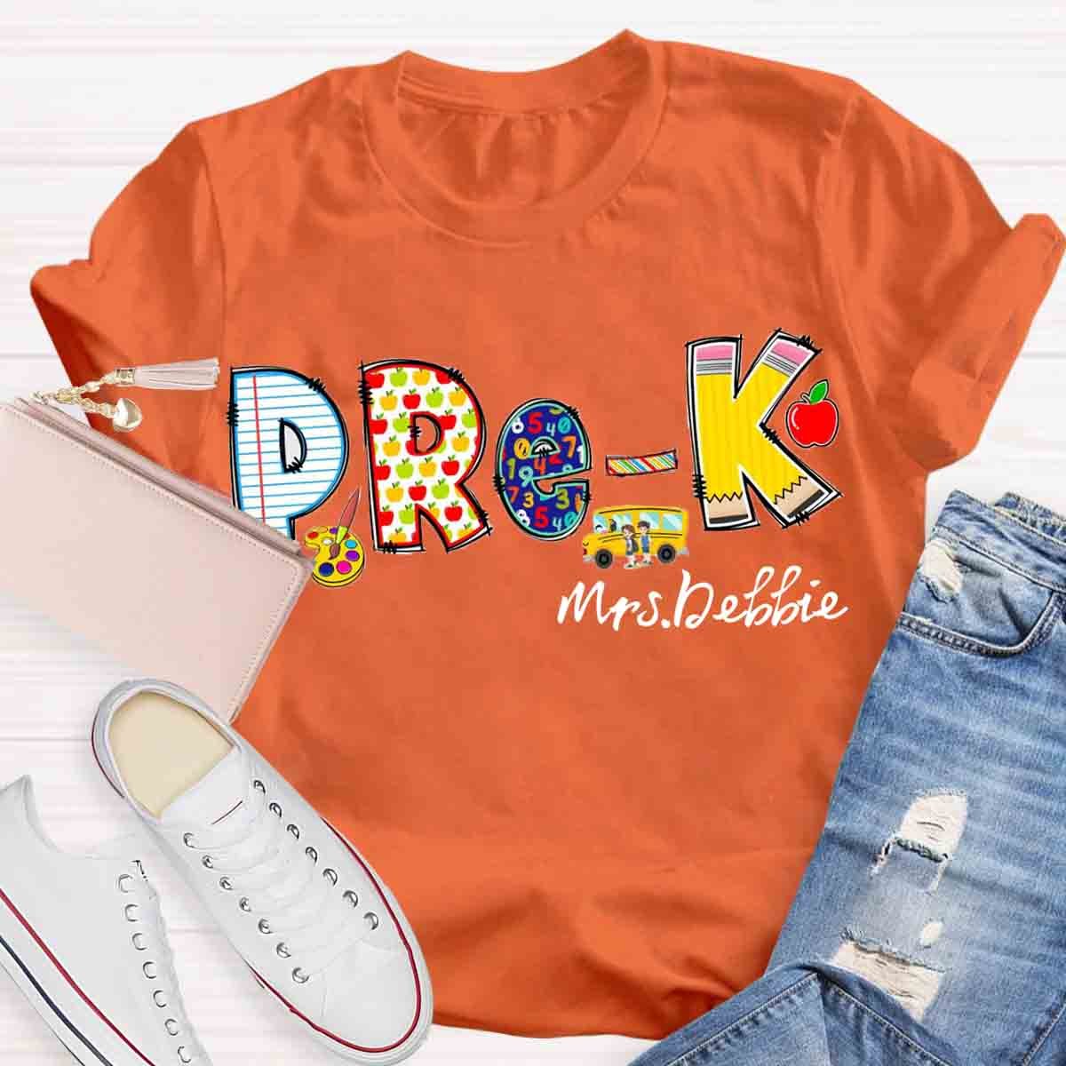 Personalized Name Pre-k School Bus Teachers T-Shirt