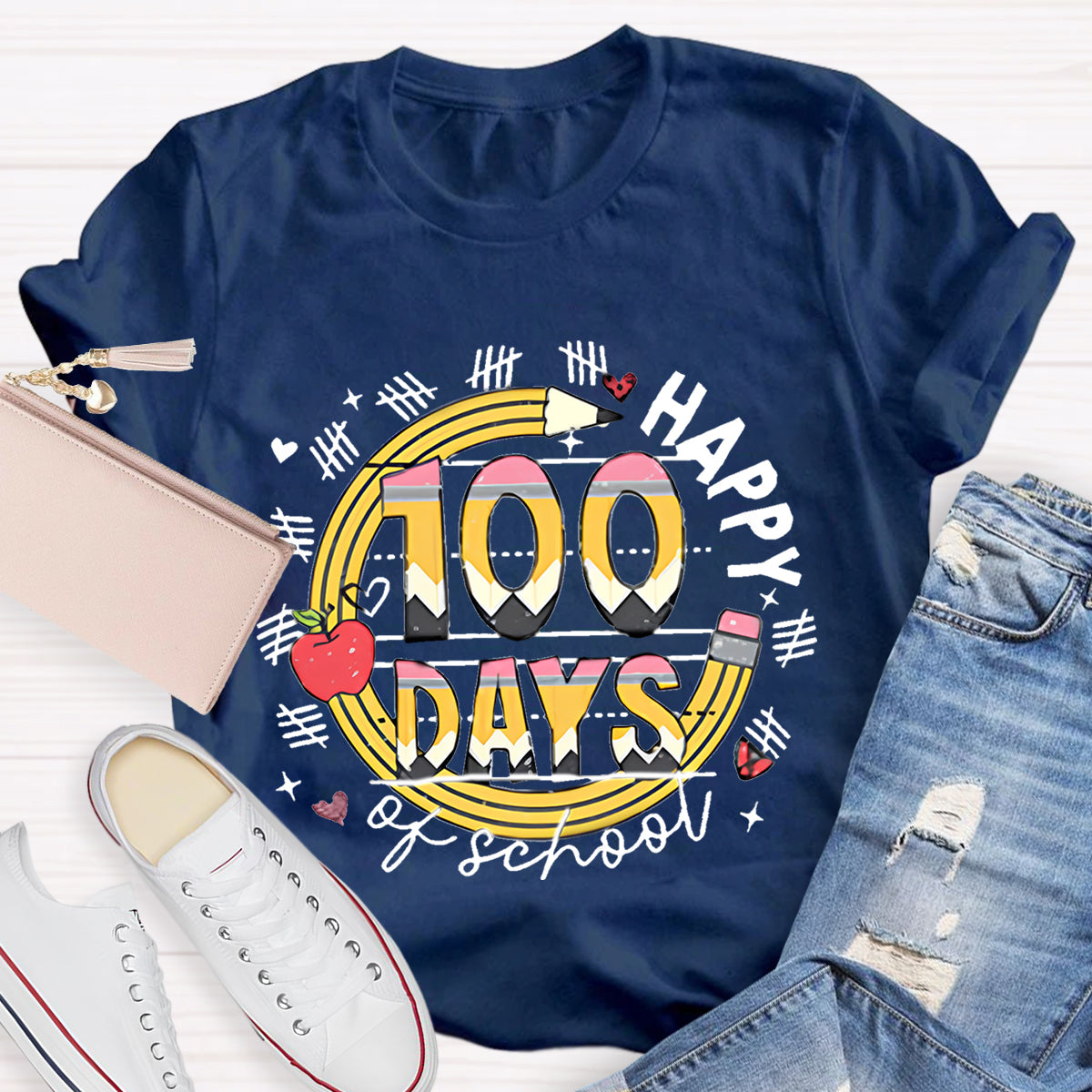 100 Days Of School Pencil Teacher T-Shirt