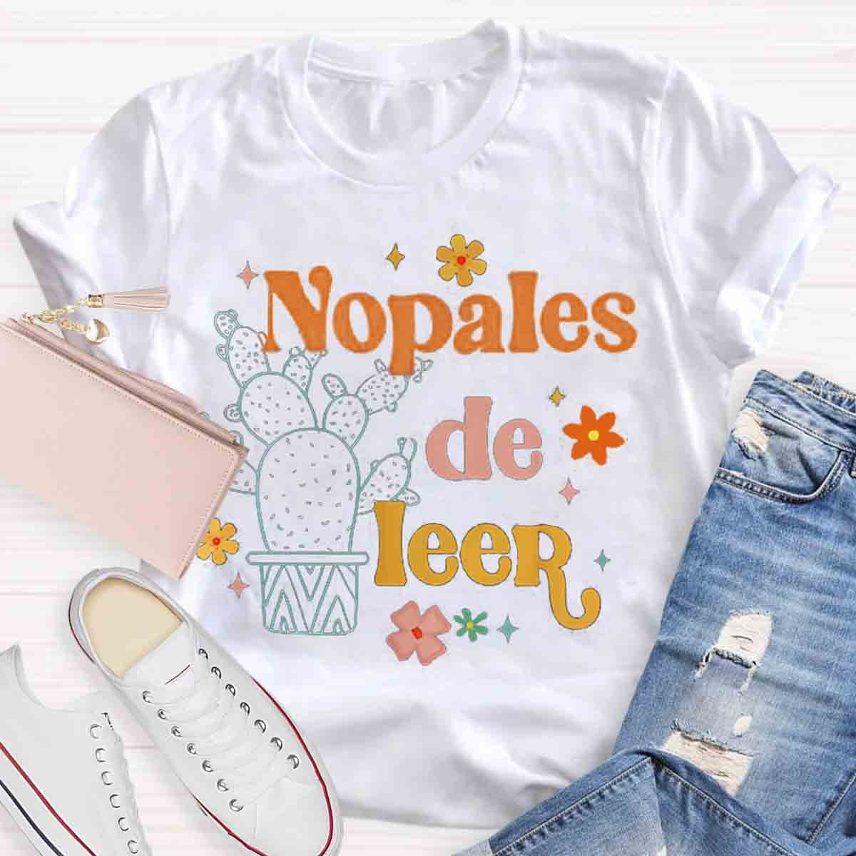 Nopales De Leer Spanish Teacher Maestra Cactus Bilingual Women T-shirt