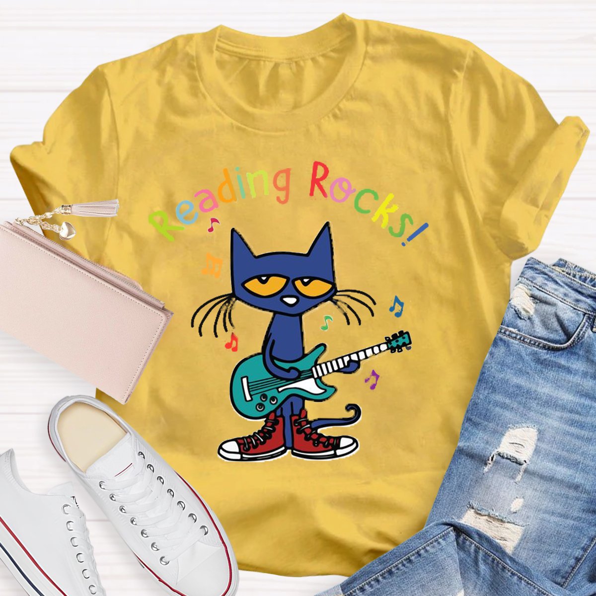 Reading Rocks Funny Cat T-Shirt